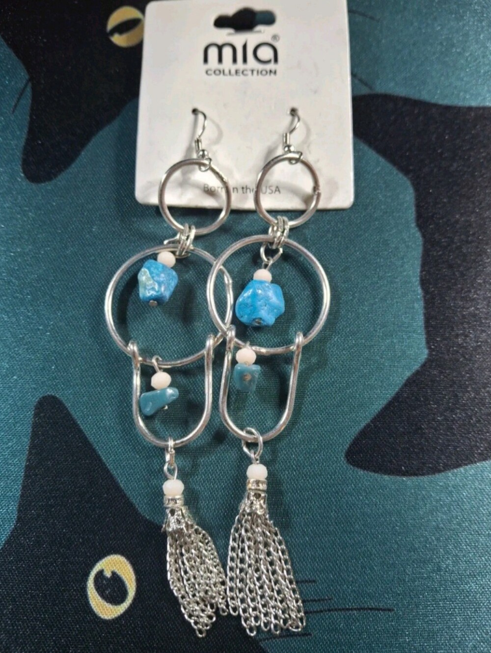 MIA Collection Silver & Turquoise Dangle Tassel Earrings